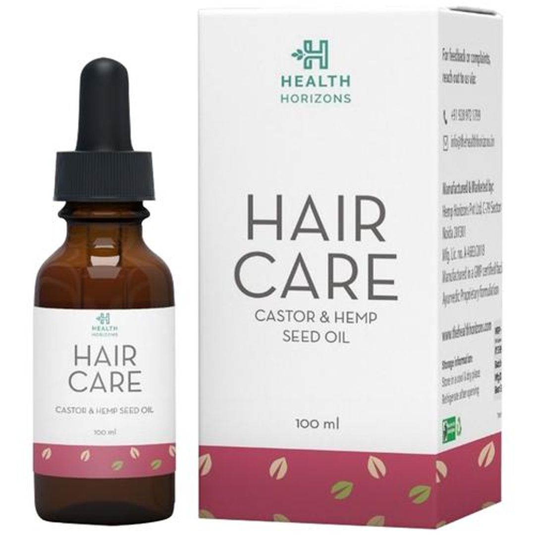Cold Pressed Hair Oil - Hemp & Castor Seed, For Nourished Hair, Omega 6, 3, Vitamin A & E, For Men & Women