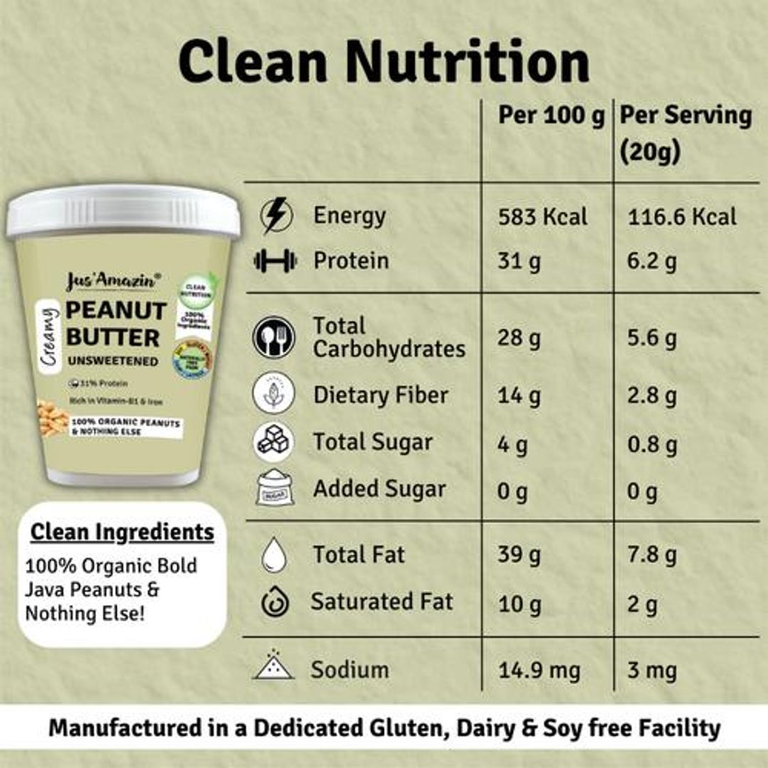 Peanut Butter - Creamy, Unsweetened