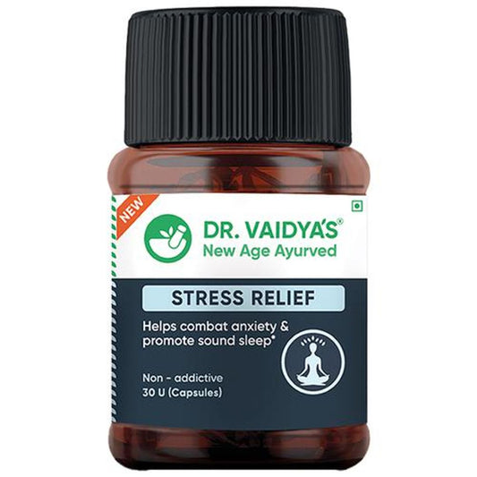 Stress Relief Capsules - Ayurvedic, Non Addictive, Helps Combat Anxiety & Promotes Sound Sleep