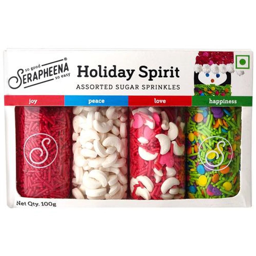 Holiday Spirit Sugar Sprinkles - Assorted Colours & Designs, For Cake Decoration