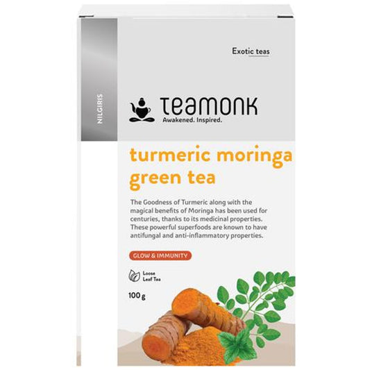 High Mountain Turmeric Moringa Loose Leaf Green Tea - Boosts Immunity, Detox & Rich Source Of Vitamin C, 50 Cups