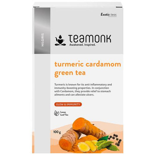 High Mountain Turmeric Cardamom Loose Leaf Green Tea - Boosts Immunity & Helps In Weight Loss, 50 Cups