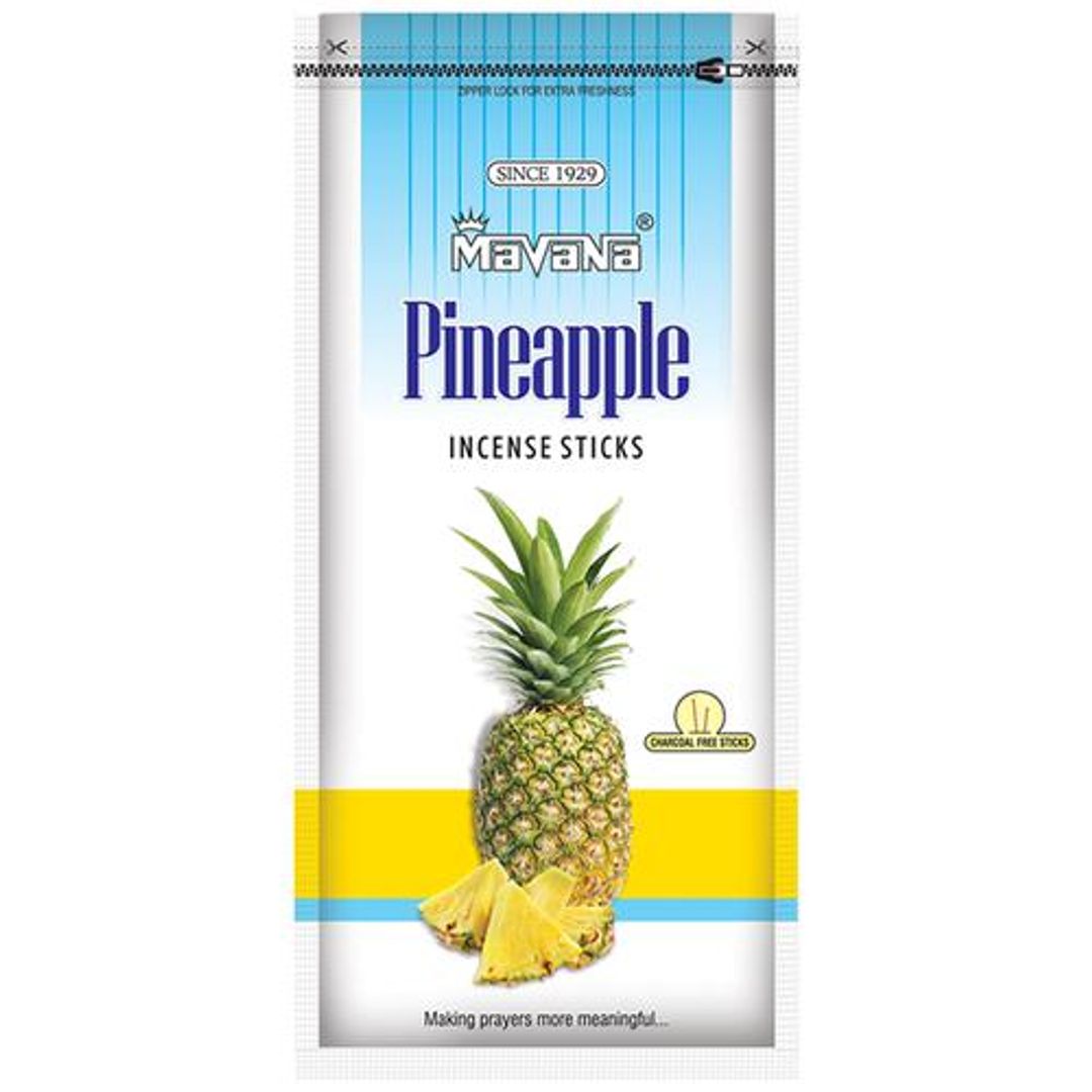 Pineapple Incence Sticks - Premium Quality Fragrance, Charcoal Free, For Prayers, Positive Ambience