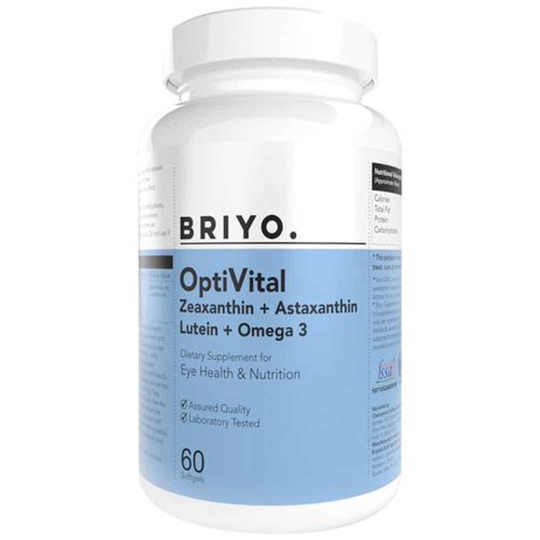 OptiVital Softgels - Lutein, Zeaxanthin, Astaxanthin & Omega 3 Fatty Acid Supplement For Eye Health & Nutrition