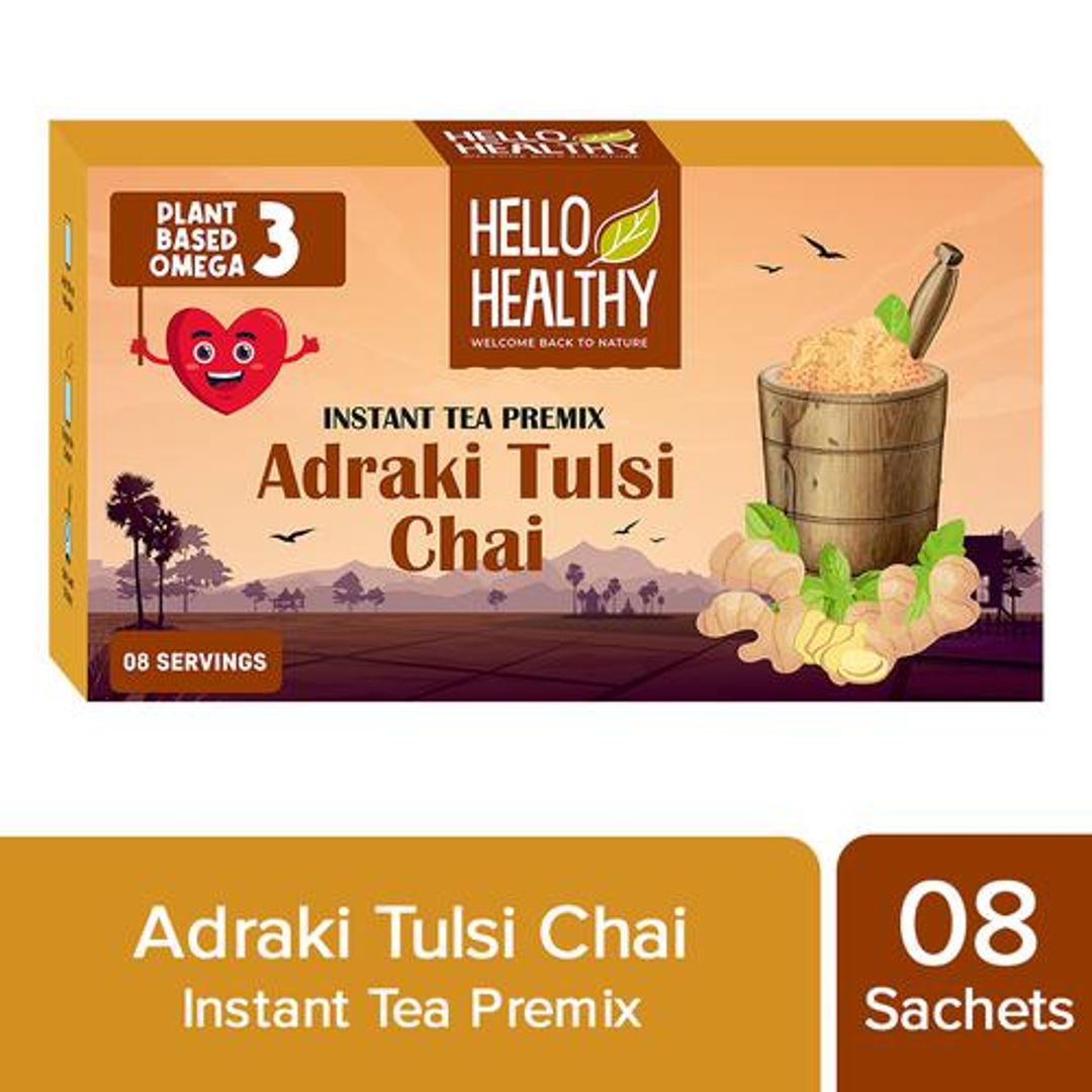 Instant Tea Premix/Adraki Tulsi Chai - Plant-Based, Rich In Omega 3