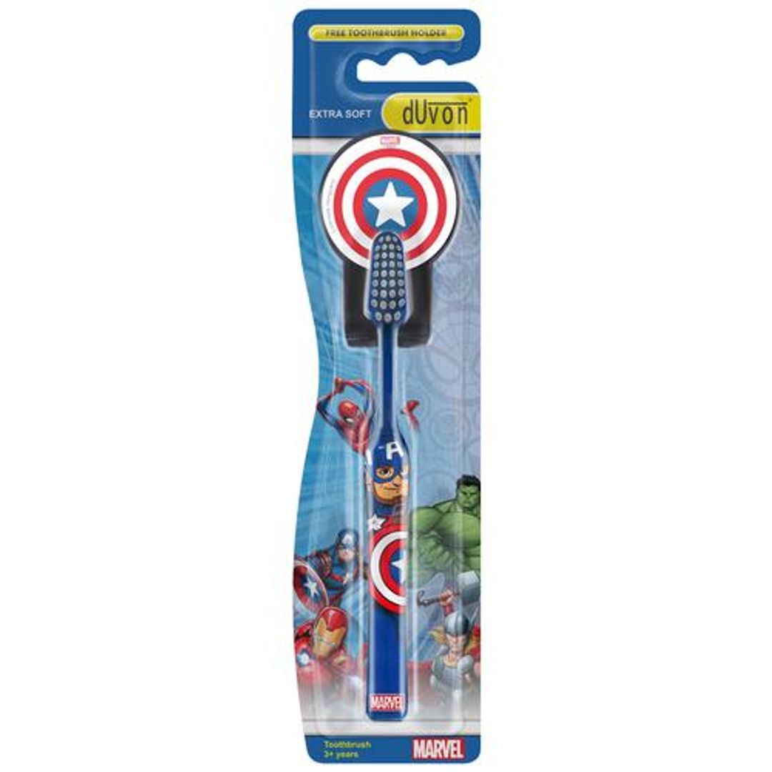 Marvel Kids Toothbrush - Captain America, Extra Soft Bristles, Ergonomically Designed Grip