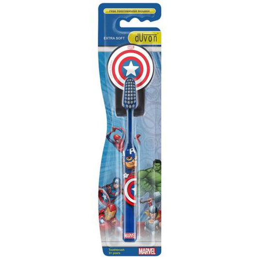 Marvel Kids Toothbrush - Captain America, Extra Soft Bristles, Ergonomically Designed Grip