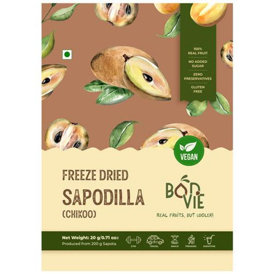 Freeze Dried Sapodilla/Chikoo - 100% Real Fruit, Vegan, No Sugar, Gluten Free