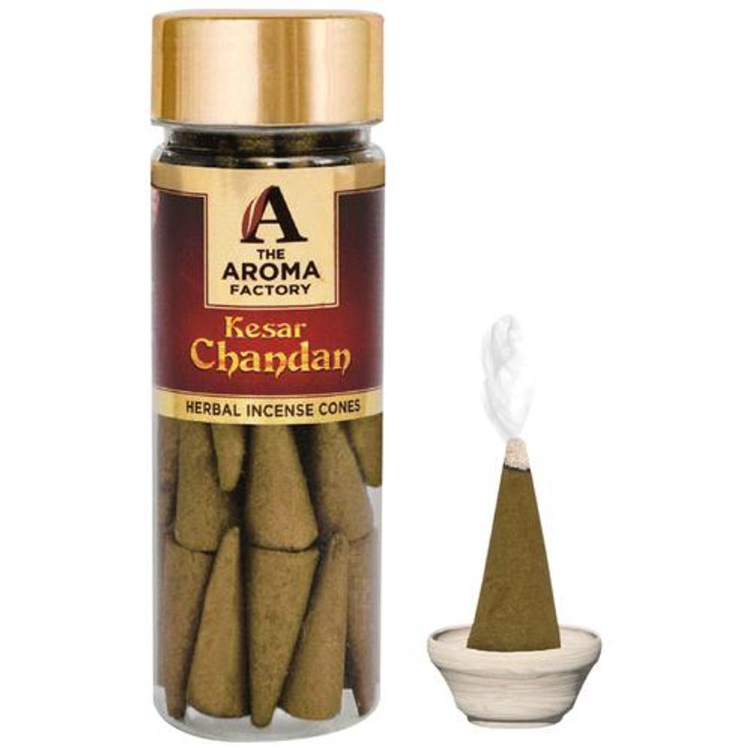 Herbal Incense/Dhoop Cones - Kesar Chandan, 0% Charcoal, Aromatic