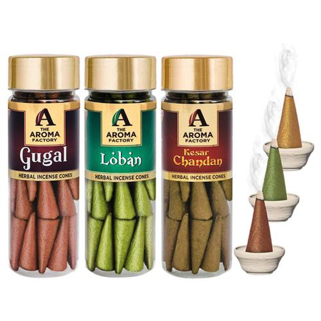 Herbal Incense/Dhoop Cones - 0% Charcoal, Gugal, Loban & Kesar Chandan