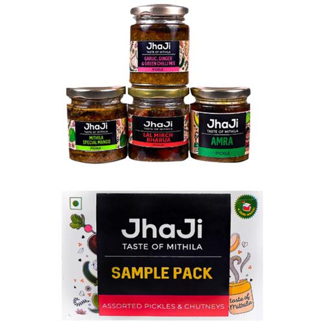 Pickles - Mithila Special Mango, Lal Mirch Bharua, Amra, Garlic Ginger Green Chilli