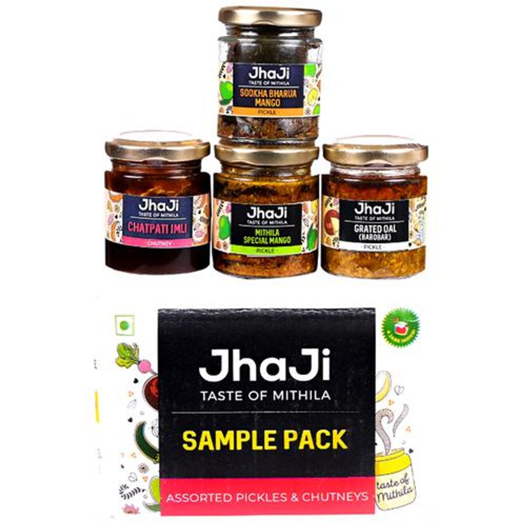 Pickles & Chutney - Sookha Bharua Mango, Mithila Special Mango, Chatpati Imli Chutney & Grated Oal