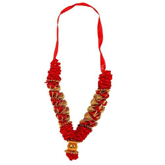 Flower Garland/Phool Mala - For Pooja/Weddings/Ceremonies, Red, 31 cm, Assorted