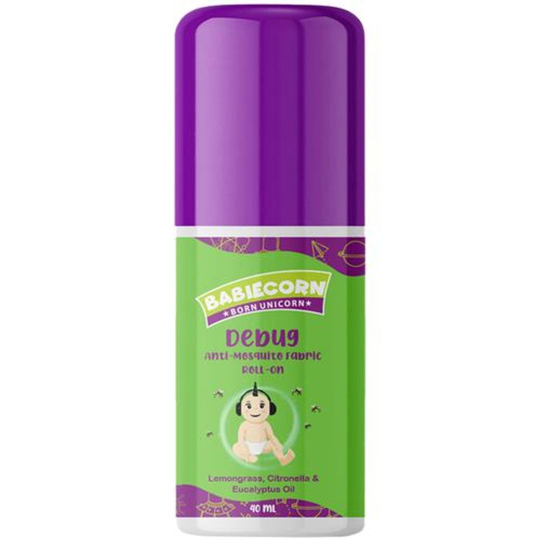 Debug Anti-Mosquito Fabric Roll-On | Endowed with 100% Ayurvedic & No Nasties Formula | Zero-Skin Touch | With Ingredients like Lemongrass, Turmeric, Citronella, and Eucalyptus | 40ml