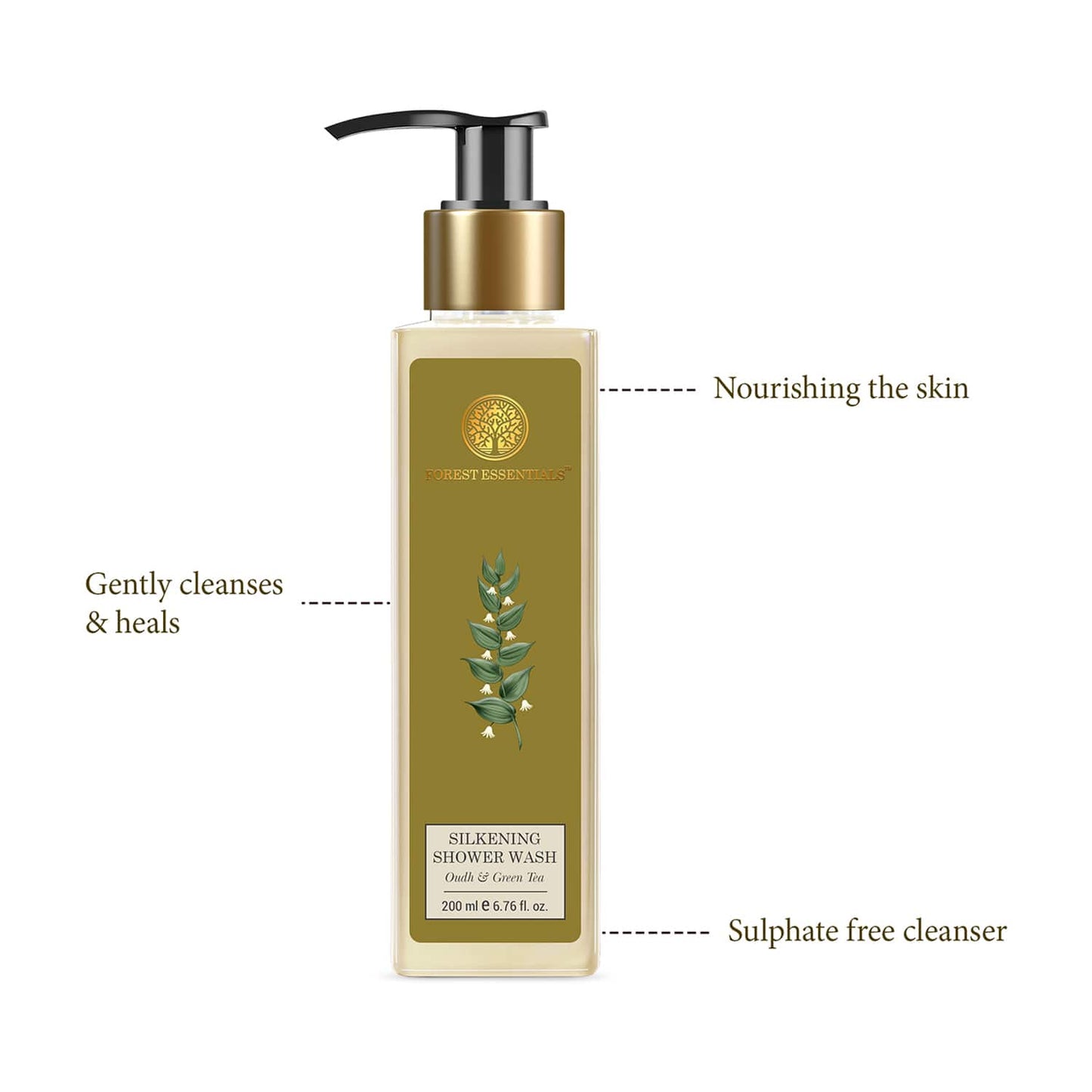 Forest Essentials Oud & Green Tea Silkening Shower Wash (200ml)