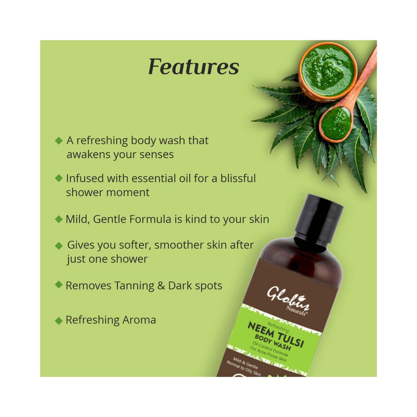 Globus Naturals Refreshing Neem Tulsi Body Wash (300ml)