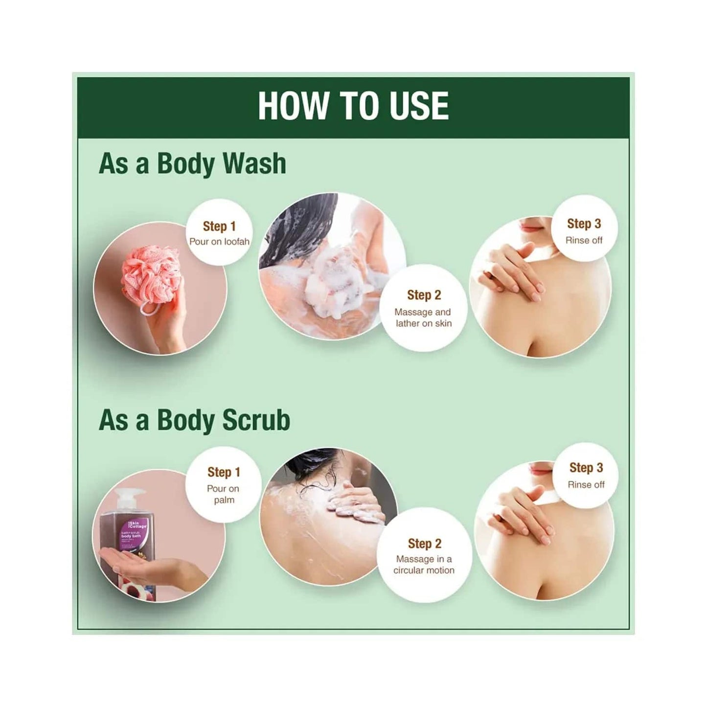 SKIN COTTAGE Green Tea Natures Infusion Body Bath + Scrub (1000ml)