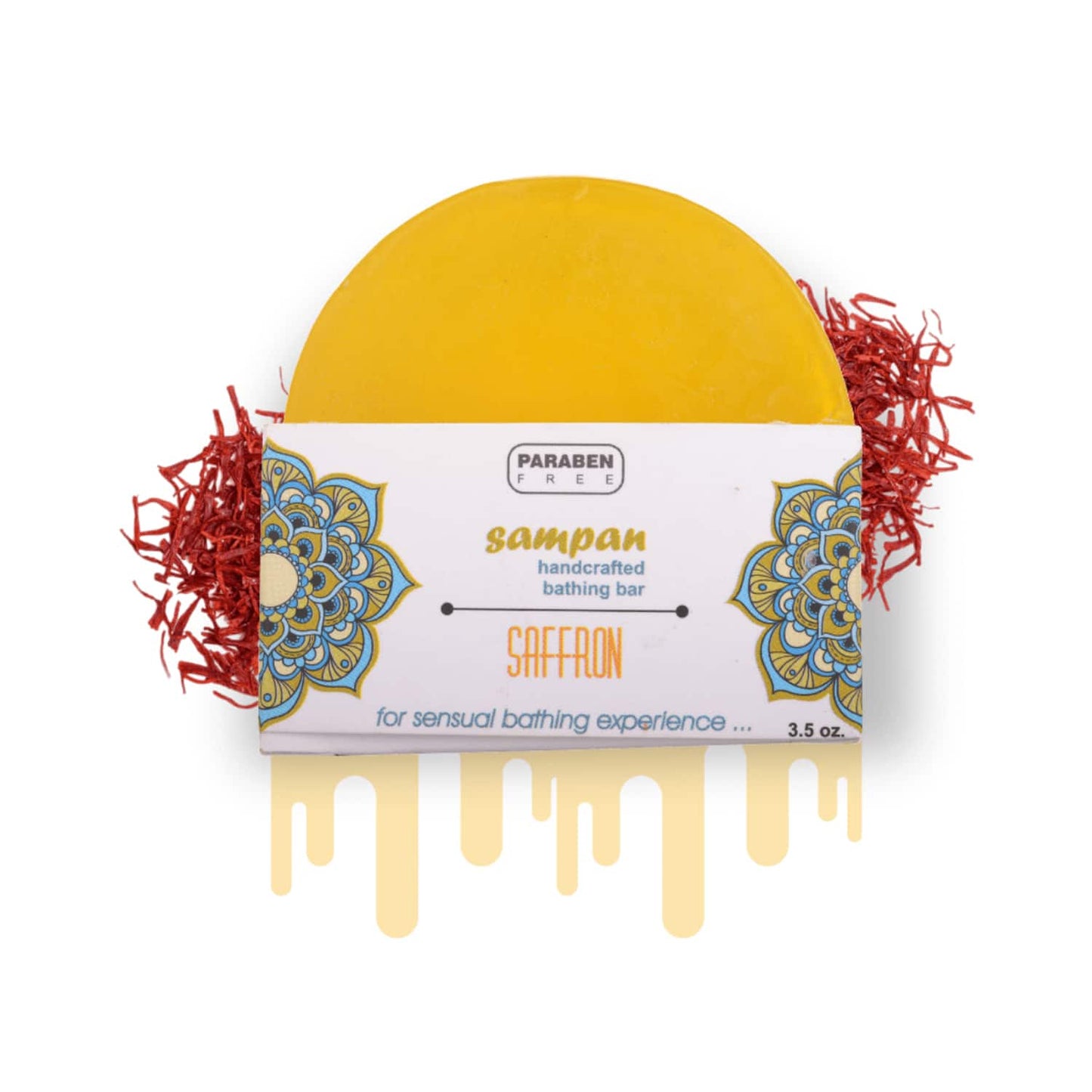 Sampan Handcrafted Glycerin Saffron Bathing Bar - (100g)