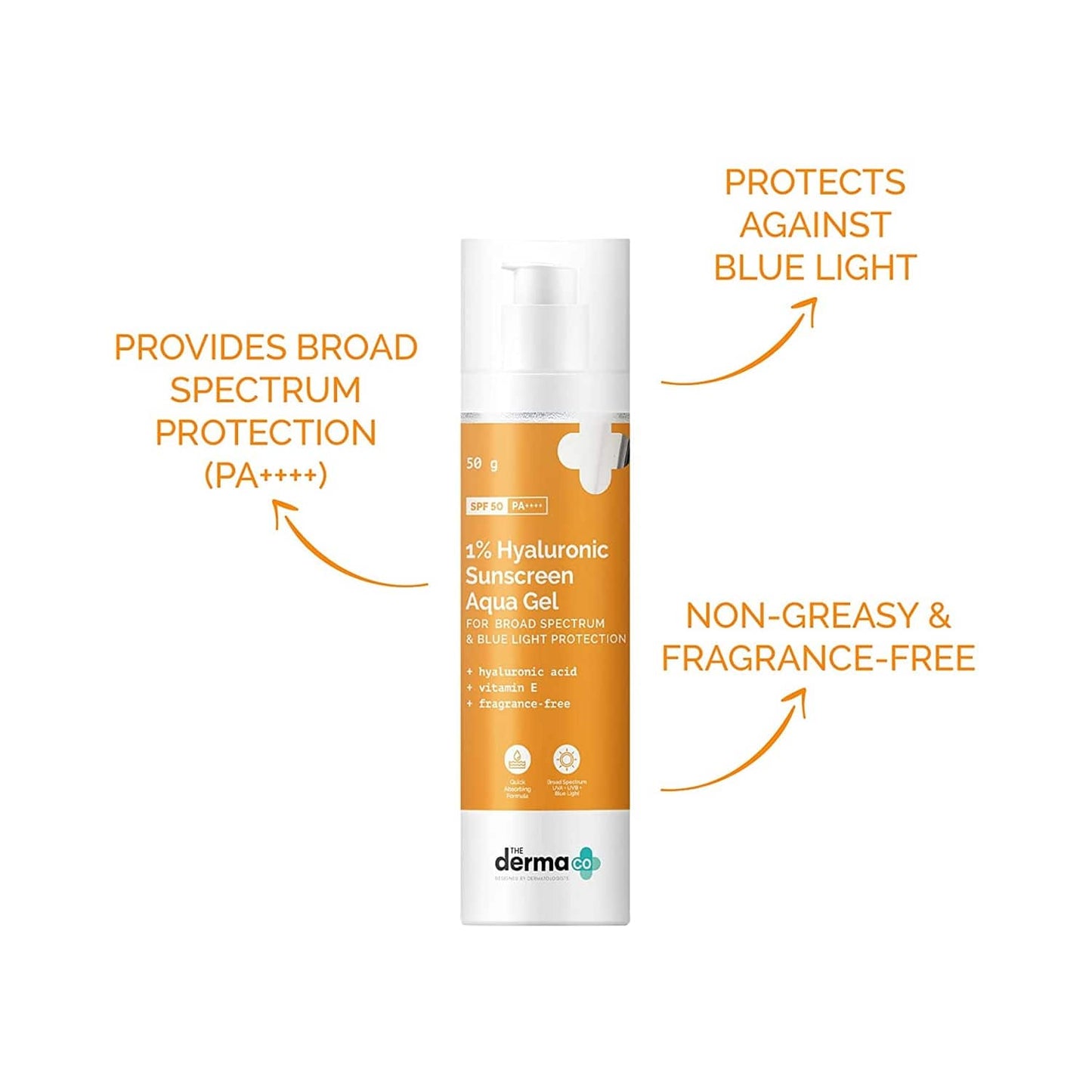 The Derma Co 1% Hyaluronic Sunscreen Aqua Gel SPF 50 Pa++ (50g)