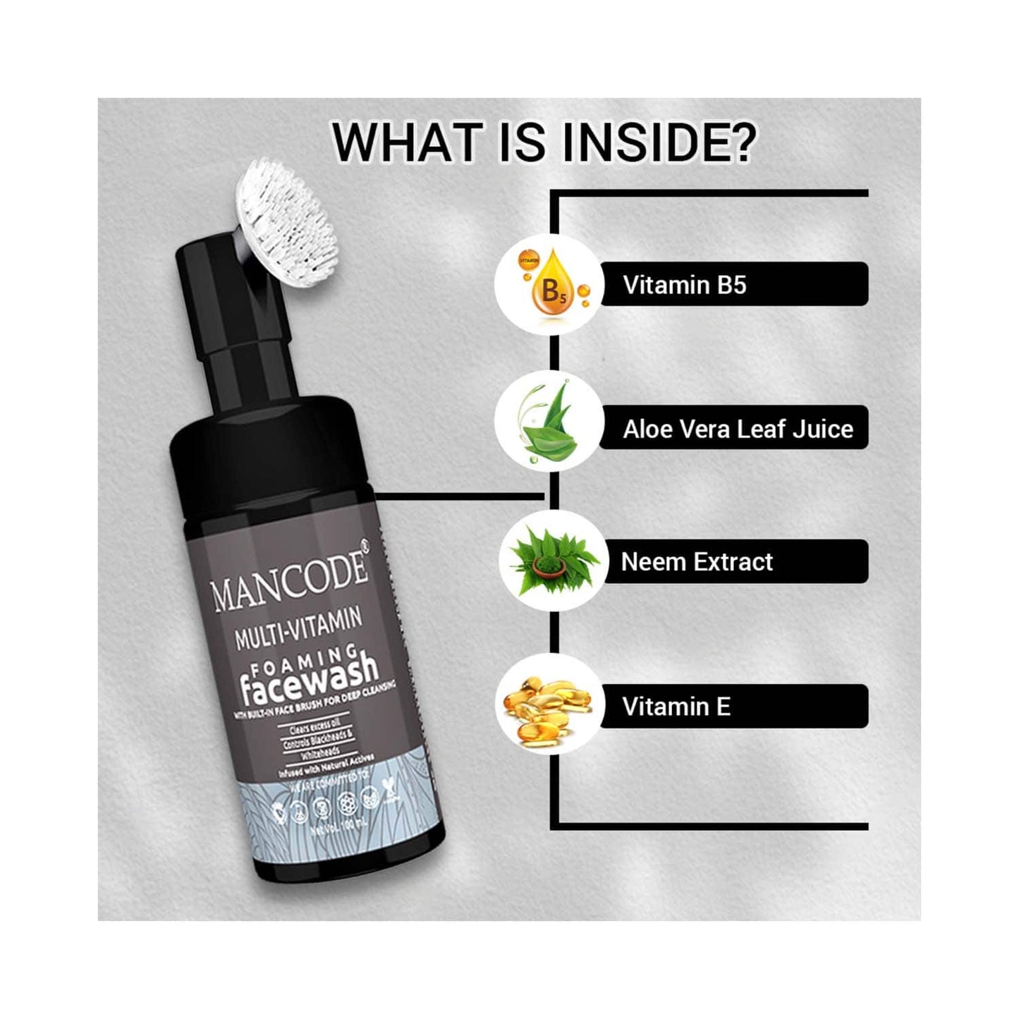 Mancode Multi Vitamin Foaming Face Wash with Bult-IN Face Brush (100 ml)