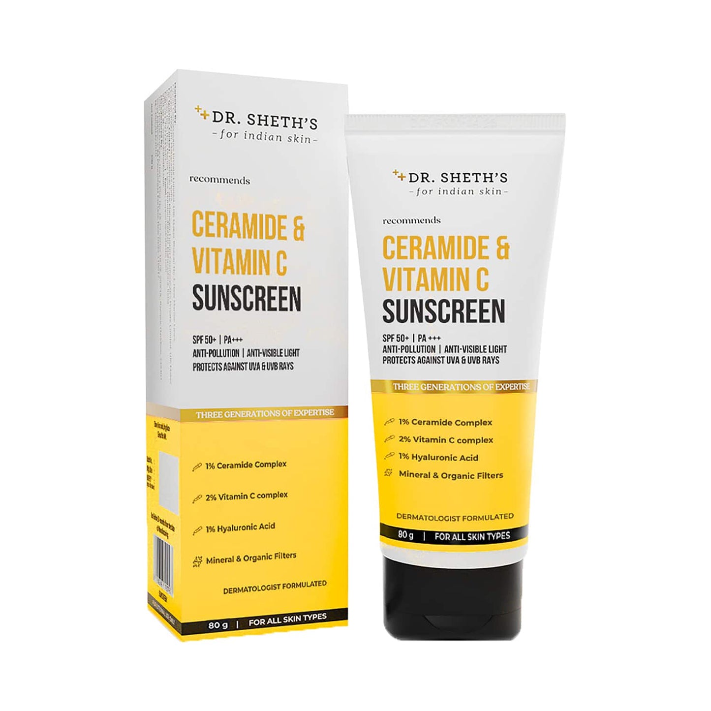 Dr. Sheth's Ceramide & Vitamin C Sunscreen SPF 50 PA+++ (80g)