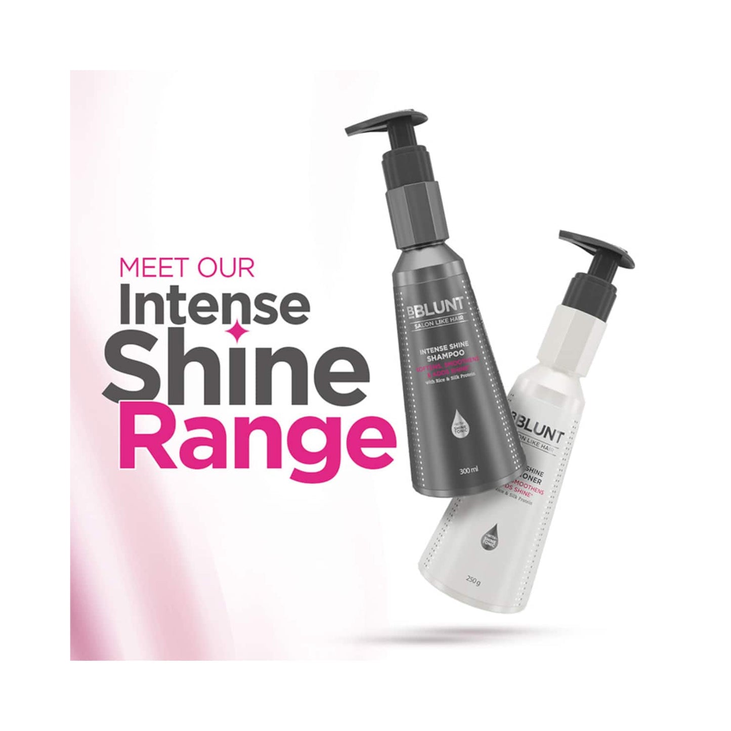 BBlunt Intense Shine Shampoo With Rice & Silk Protein For 23X Shinier Hair (300ml)