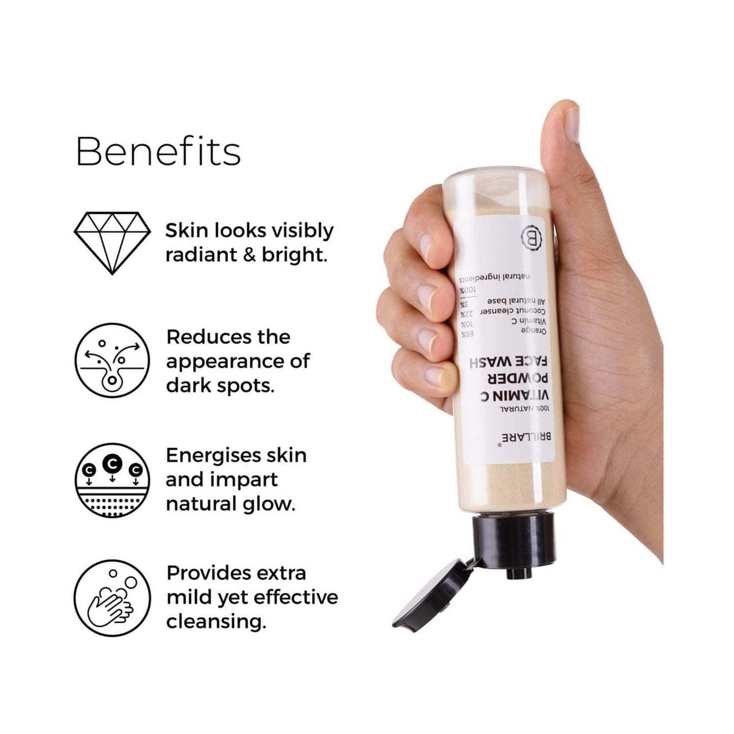 Brillare Vitamin C Powder Face Wash For Glowing Bright Looking Skin (30g)