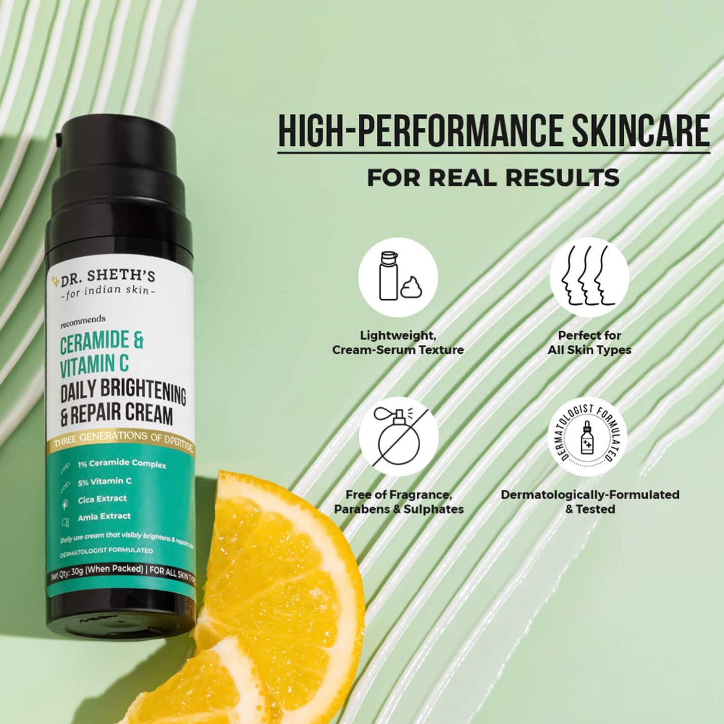 Dr. Sheth's Ceramide & Vitamin C Daily Brightening & Repair Cream (30g)