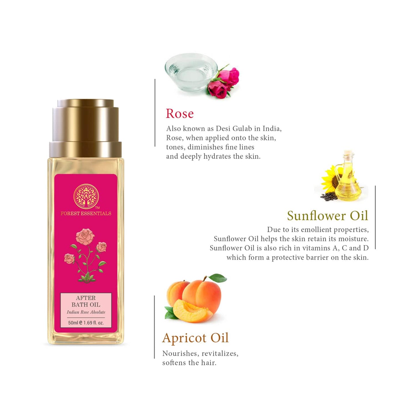 Forest Essentials Travel Size Indian Rose Absolute After Bath Oil (50ml)