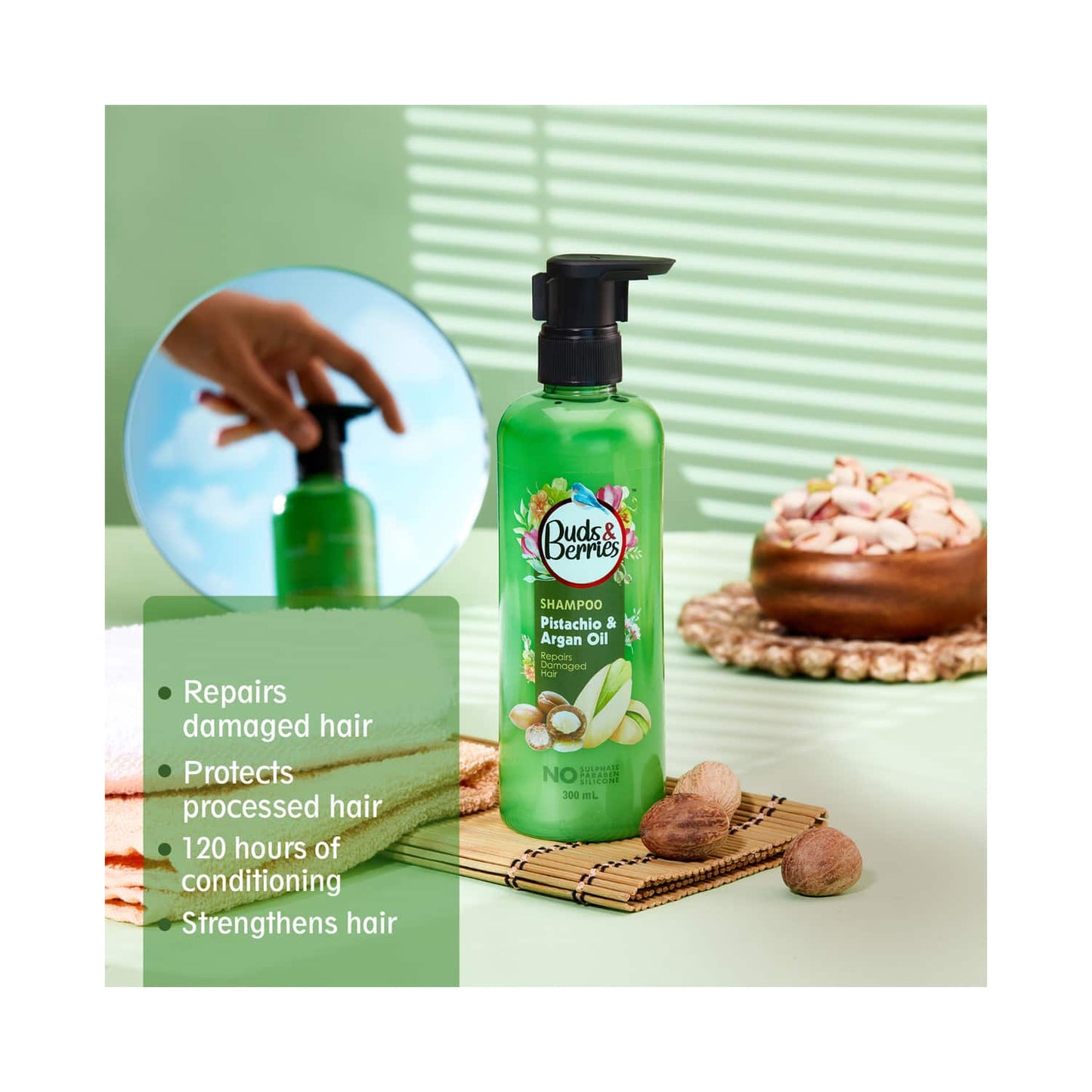 Buds & Berries Pistachio And Argan Oil Shampoo (300ml)