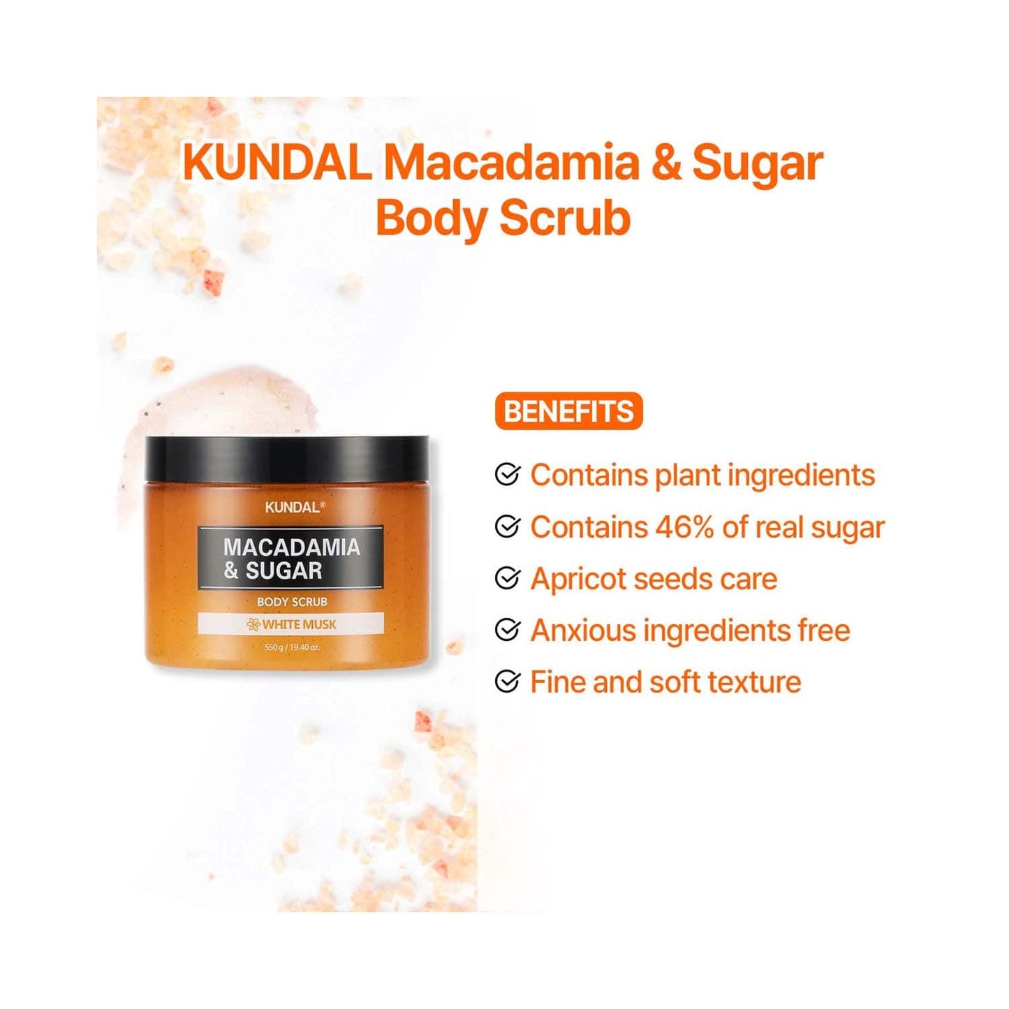 Kundal Cherry Blossom Macadamia & Sugar Body Scrub (550g)