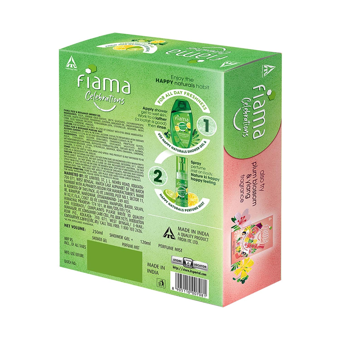 Fiama Happy Naturals Yuzu And Bergamot Shower Gel & Perfume Mist Combo (2pcs)