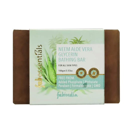 Fabessentials by Fabindia Neem Aloe Vera Glycerine Bathing Bar (100g)