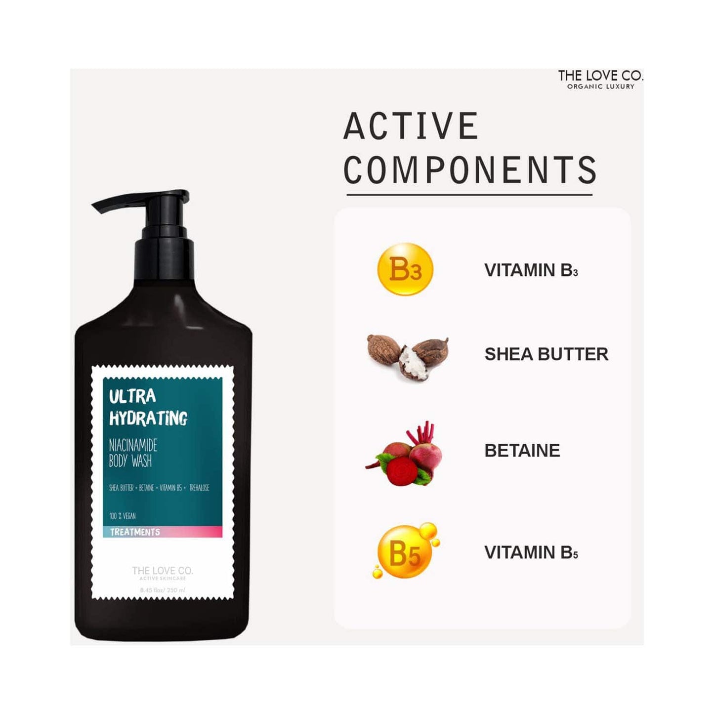 THE LOVE CO. Ultra Hydrating With Niacinamide Body Wash (250ml)