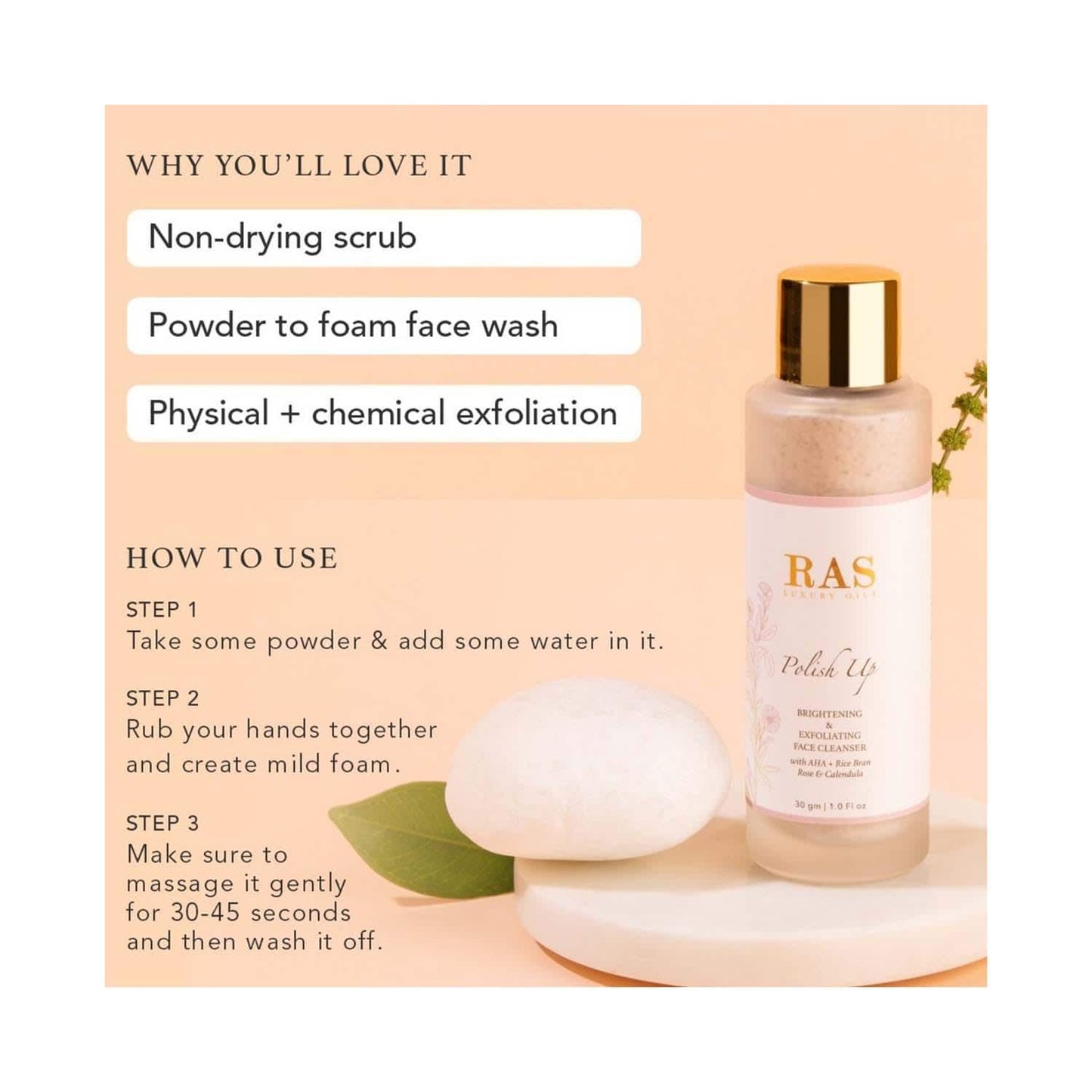 Ras Luxury Skincare Polish Up Brightening and Exfoliating Face Wash Cleanser (30 g)