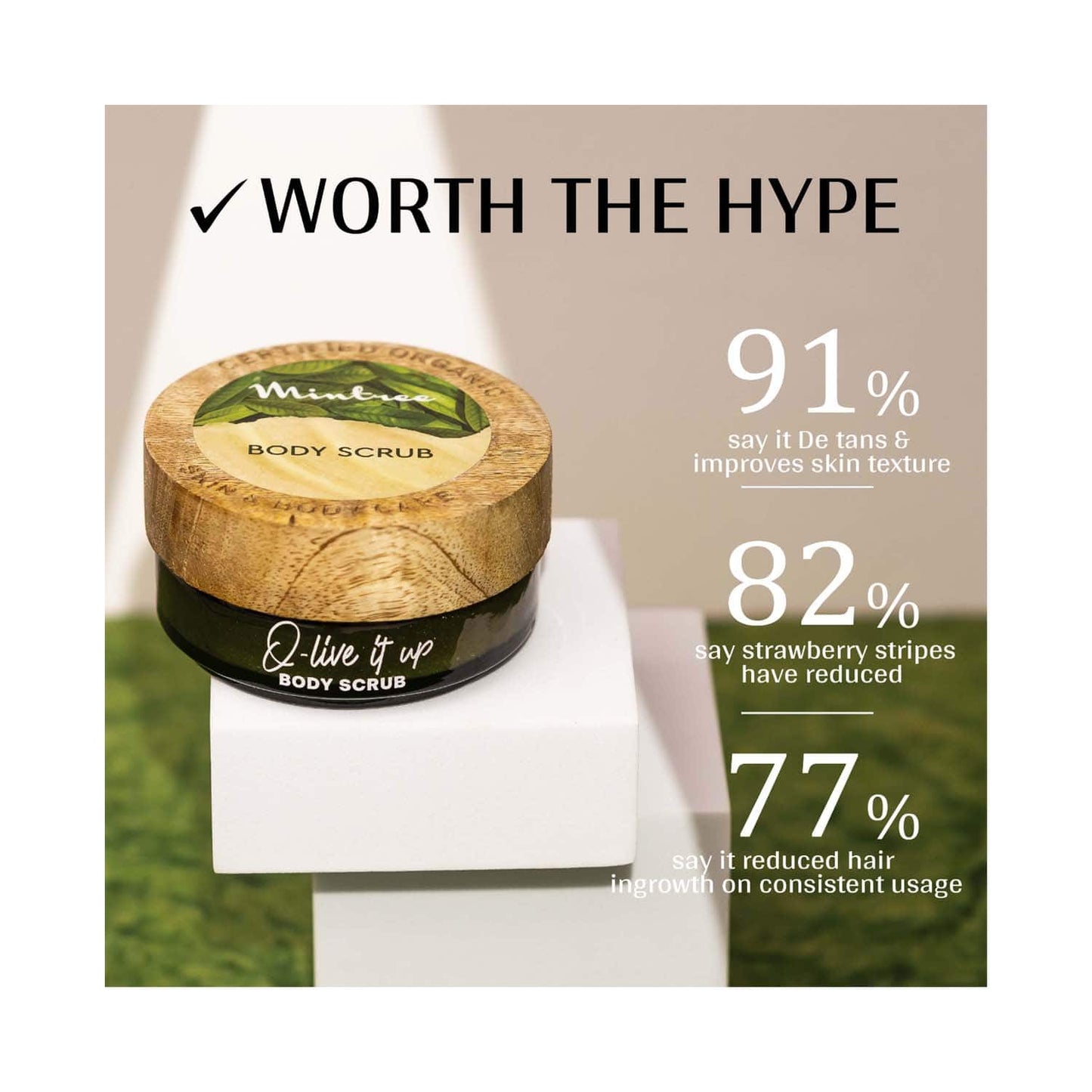 Mintree Certified Organic Olive Sugar Scrub For Exfoliates & Brightens Skin, Removes Tan (150g)