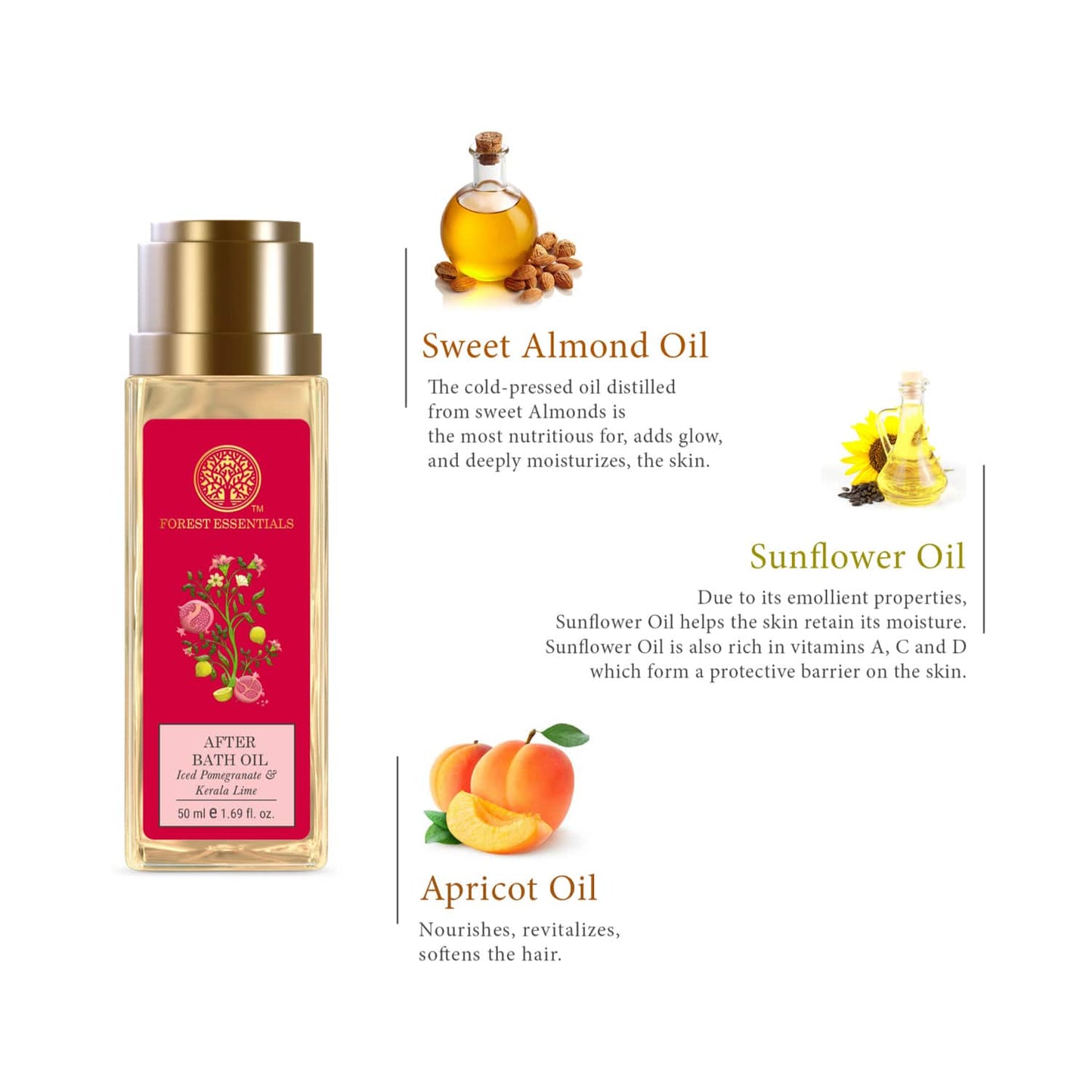 Forest Essentials Travel Size Iced Pomegranate & Kerala Lime After Bath Oil (50ml)
