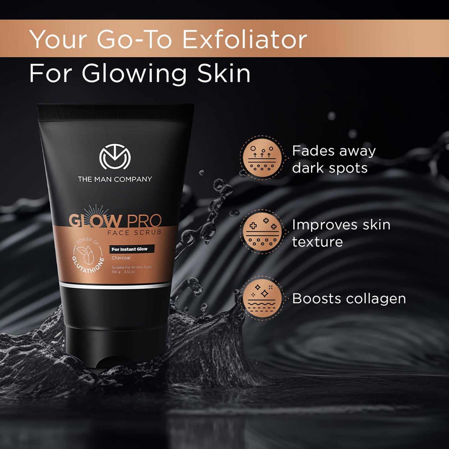 The Man Company Glow pro Face Scrub for Exfoliating & Even Skin Tone - (100 g)