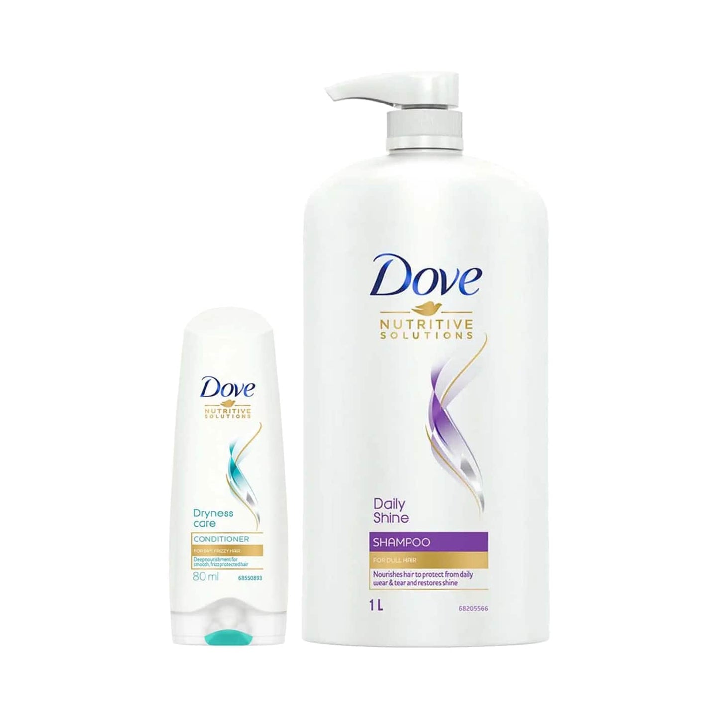 Dove Daily Shine Shampoo (1000 ml) + Dryness Care Conditioner (175 ml)