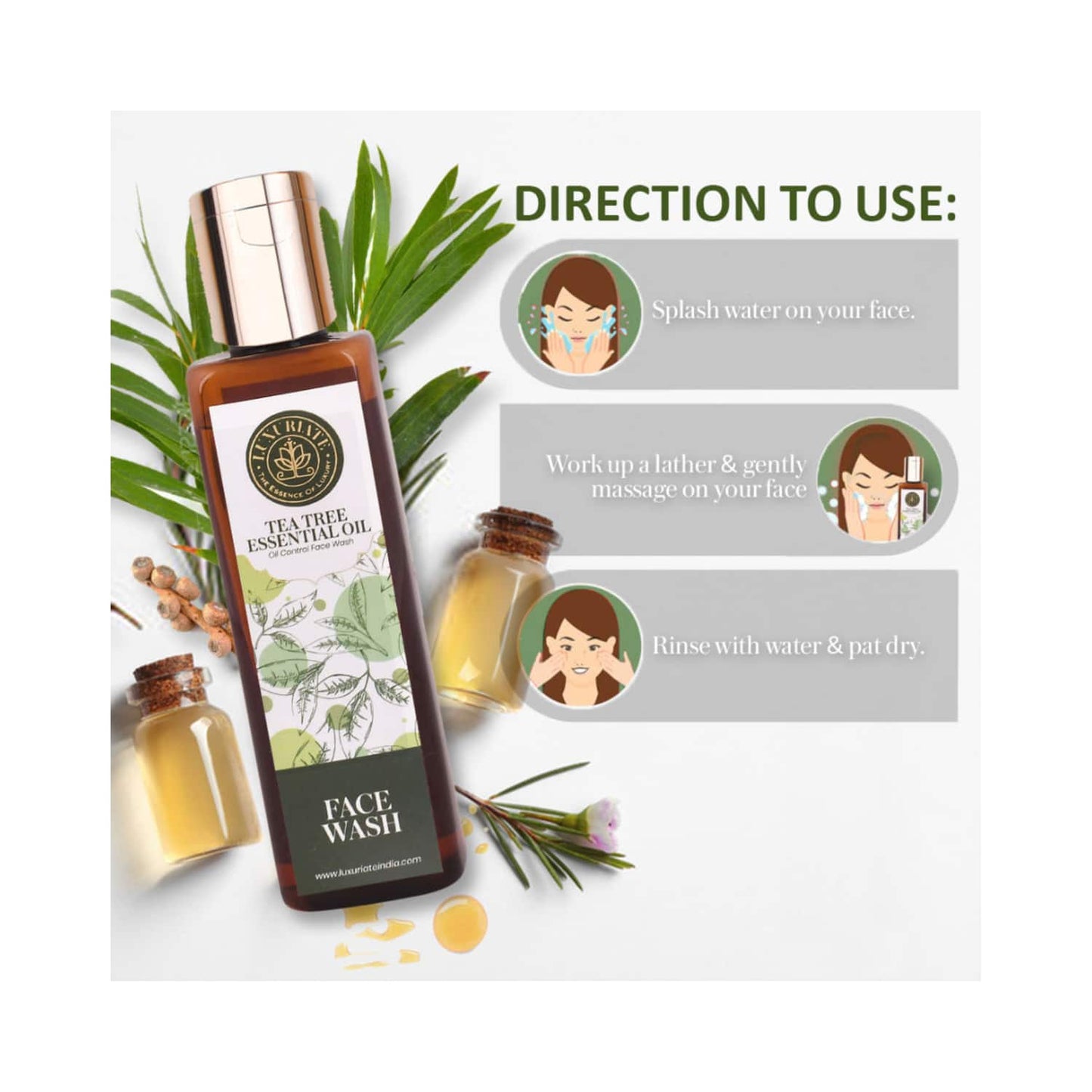 LUXURIATE Natural Herbal Tea Tree Face Wash (100ml)