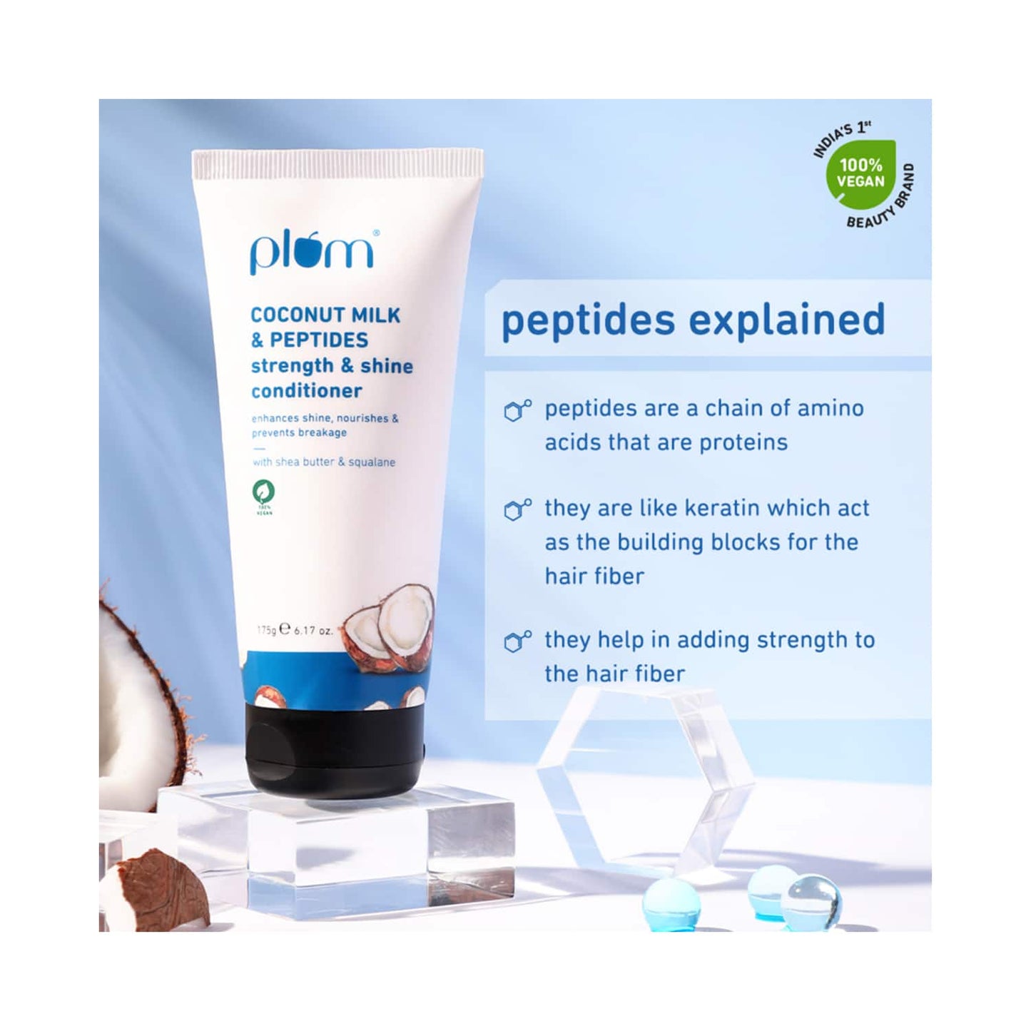 Plum Coconut Milk & Peptides Strength & Shine Conditioner (175g)