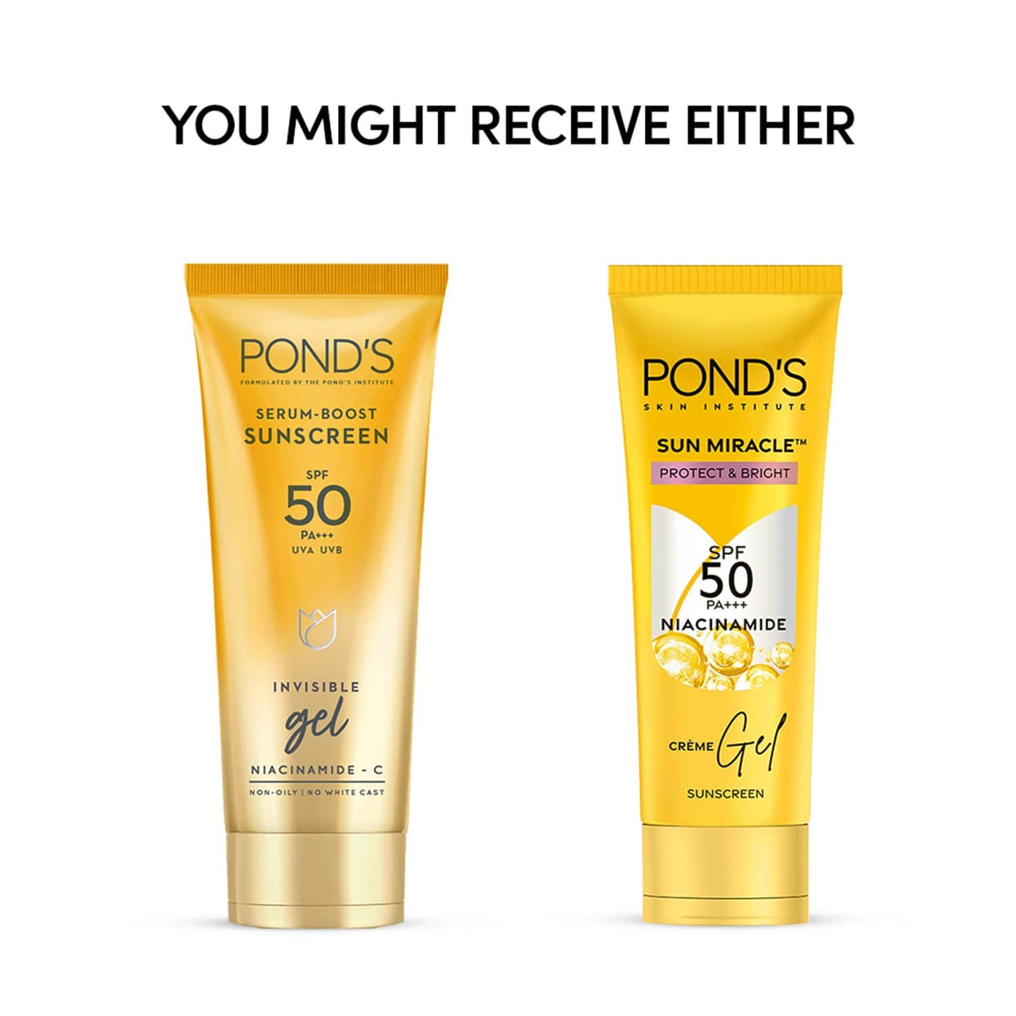 Pond's Sun Miracle SPF 50 PA+++ Crème Gel Sunscreen - Protect & Bright, With Niacinamide (100 g)