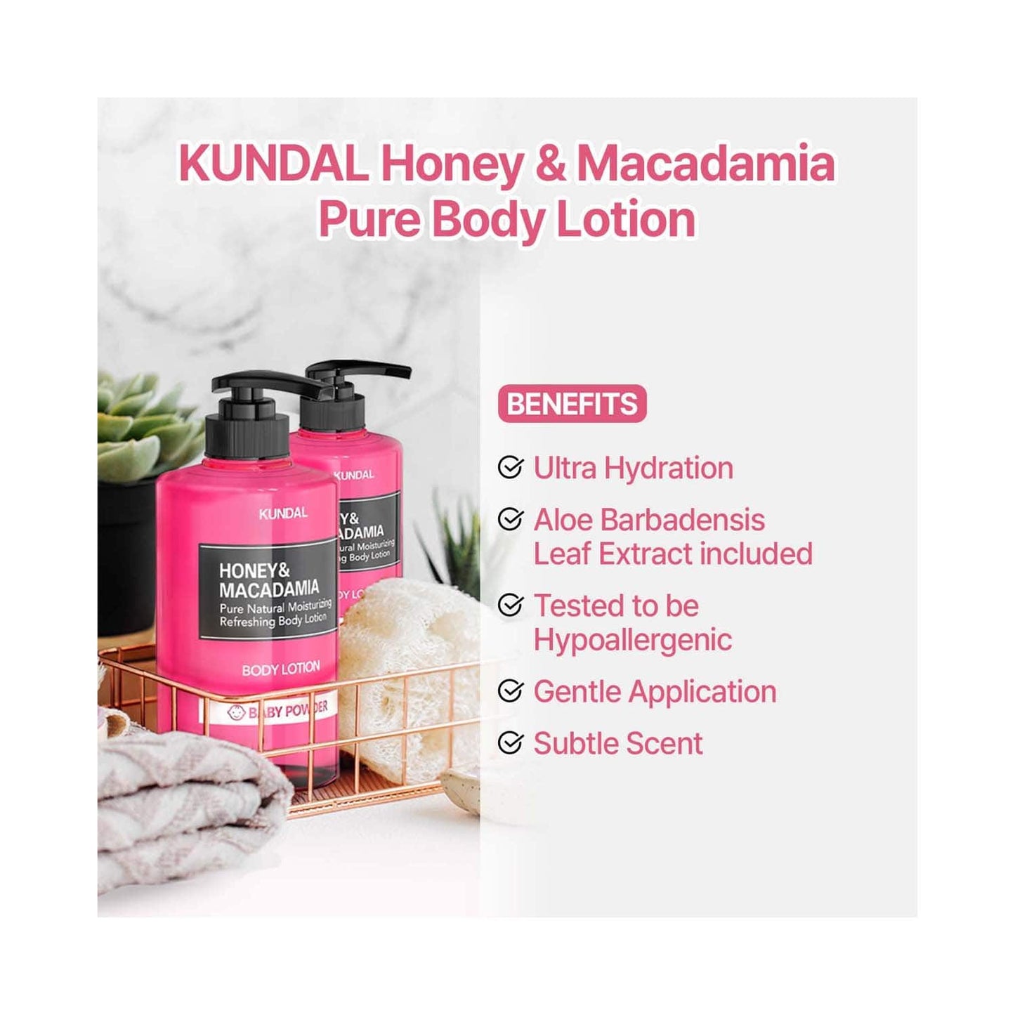 Kundal Pink Grapefruit Honey & Macadamia Pure Body Lotion (500ml)