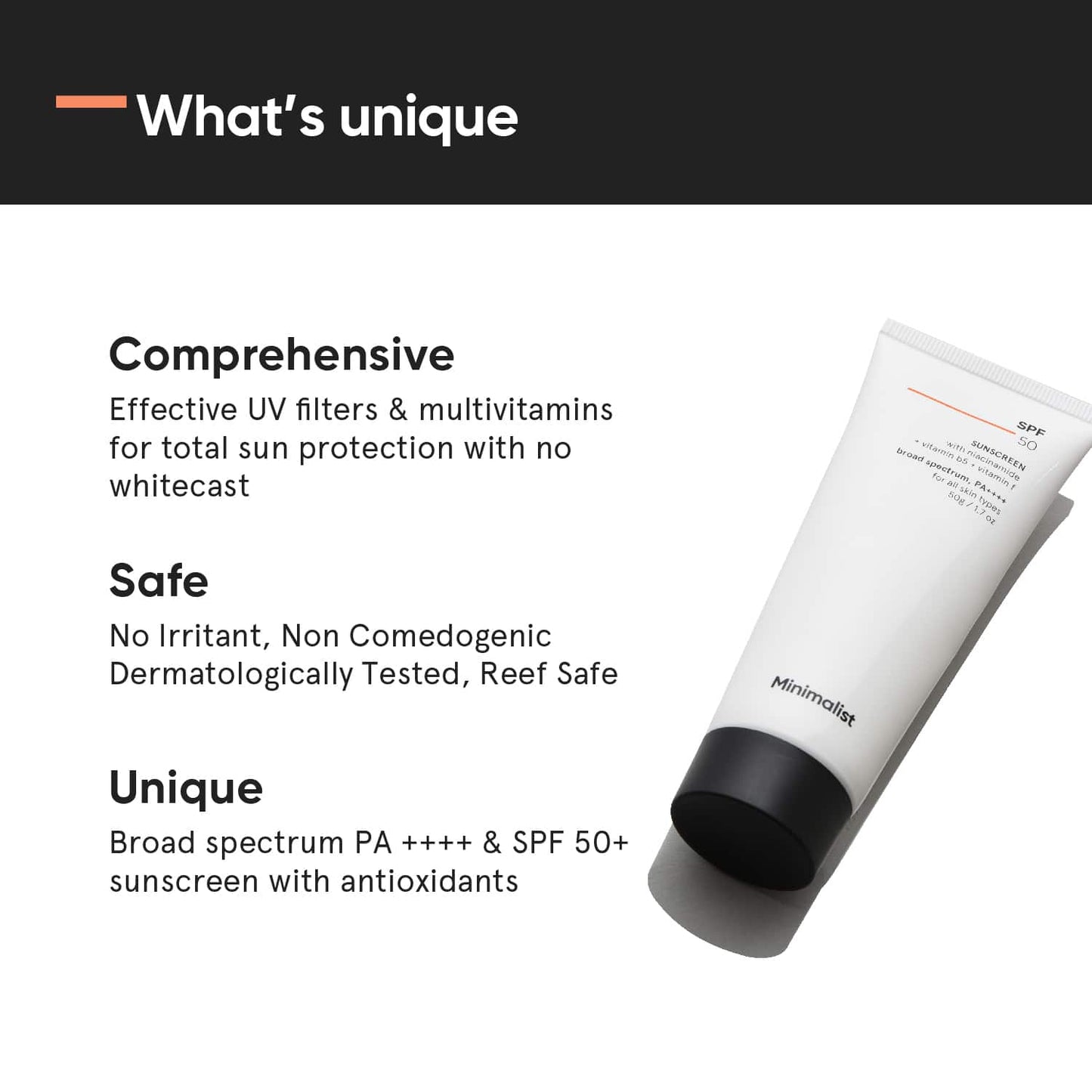 Minimalist SPF 50 PA ++++ Sunscreen With Multi-Vitamin For Reducing Photoaging & No White Cast (50g)