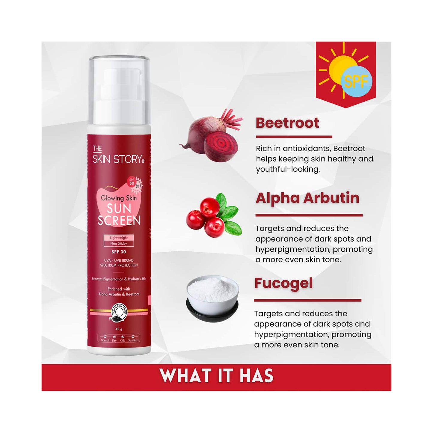 The Skin Story Glowing Skin Sunscreen With SPF 30 PA++ (40 g)