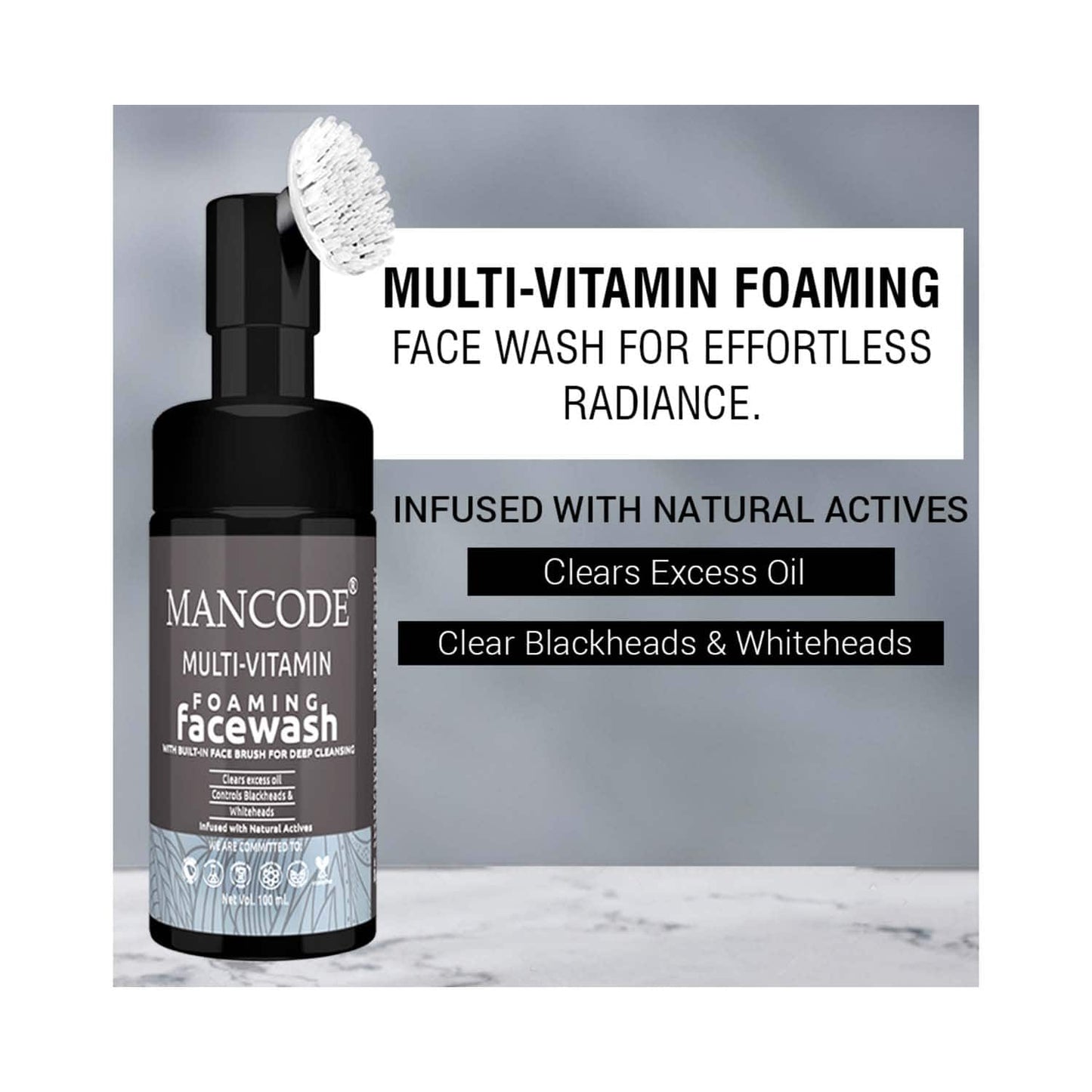 Mancode Multi Vitamin Foaming Face Wash with Bult-IN Face Brush (100 ml)