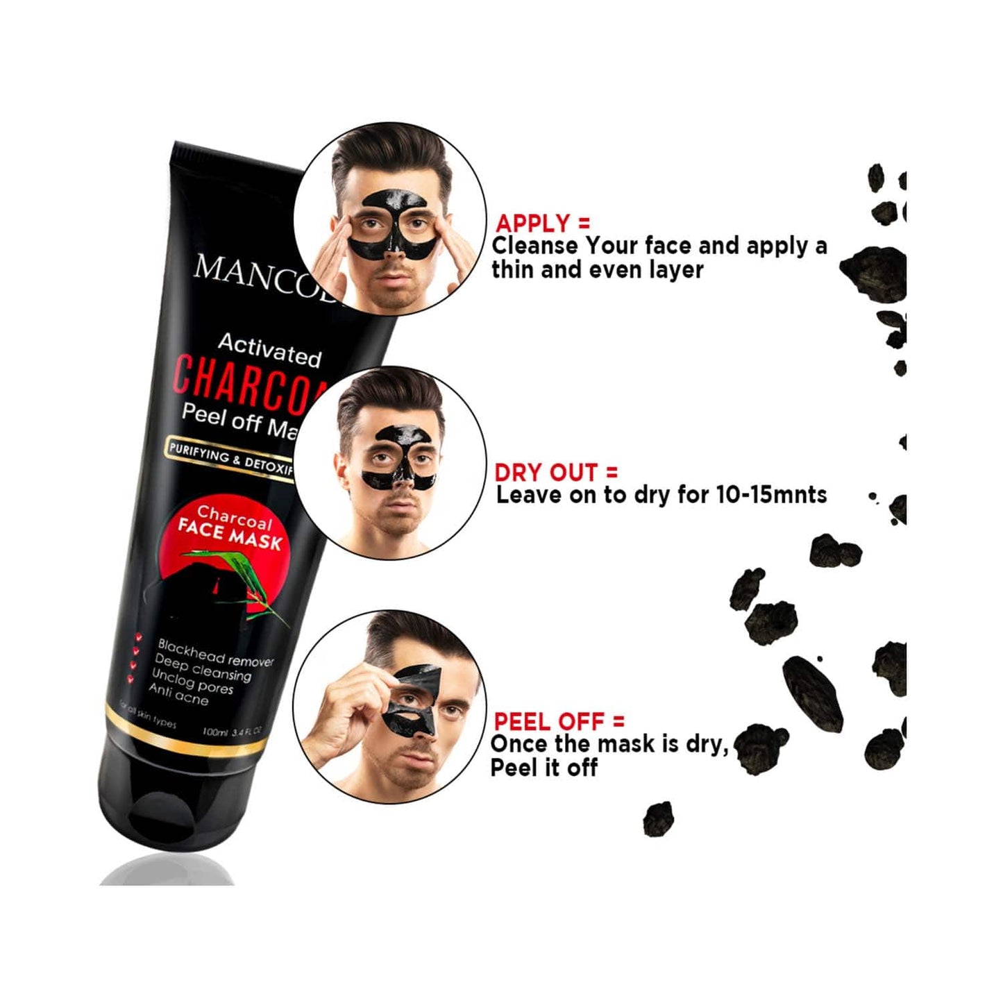 Mancode Activated Charcoal Peel Off Mask (100 ml)