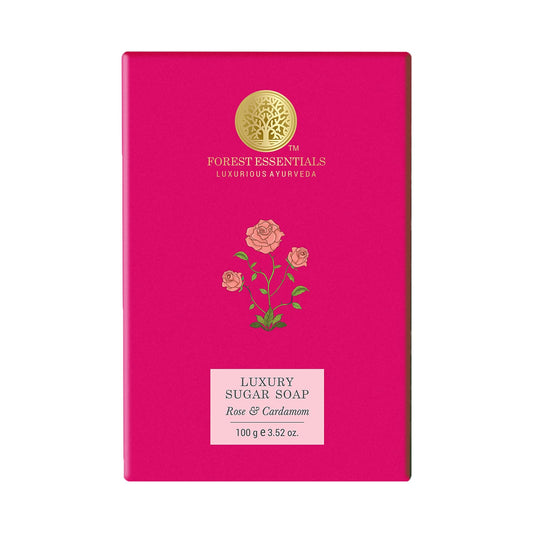 Forest Essentials Rose & Cardamom Luxury Sugar Ayurvedic Handmade Soap (100g)