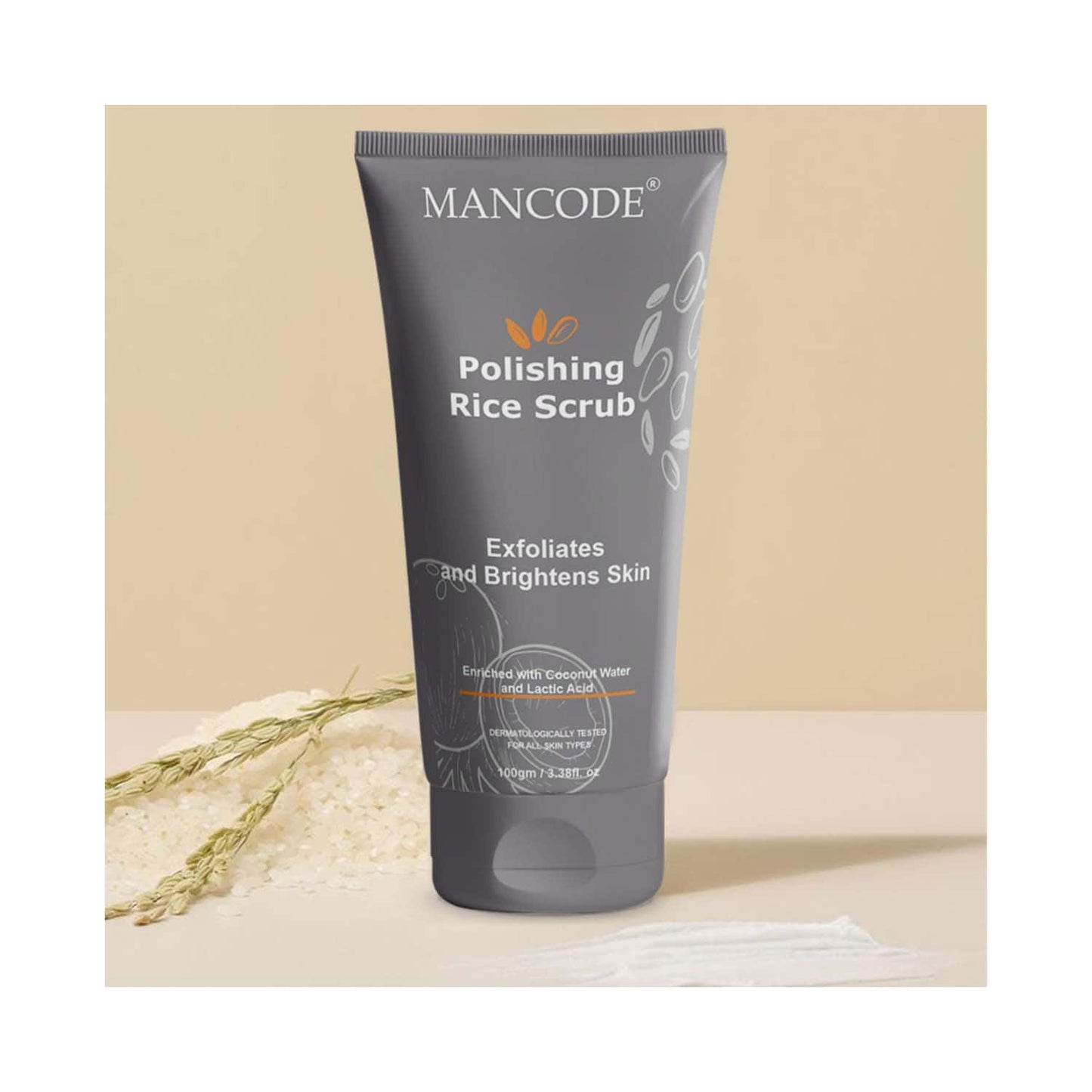 Mancode Polishing Rice Face Scrub Exfoliates and Brightens Skin (100 g)