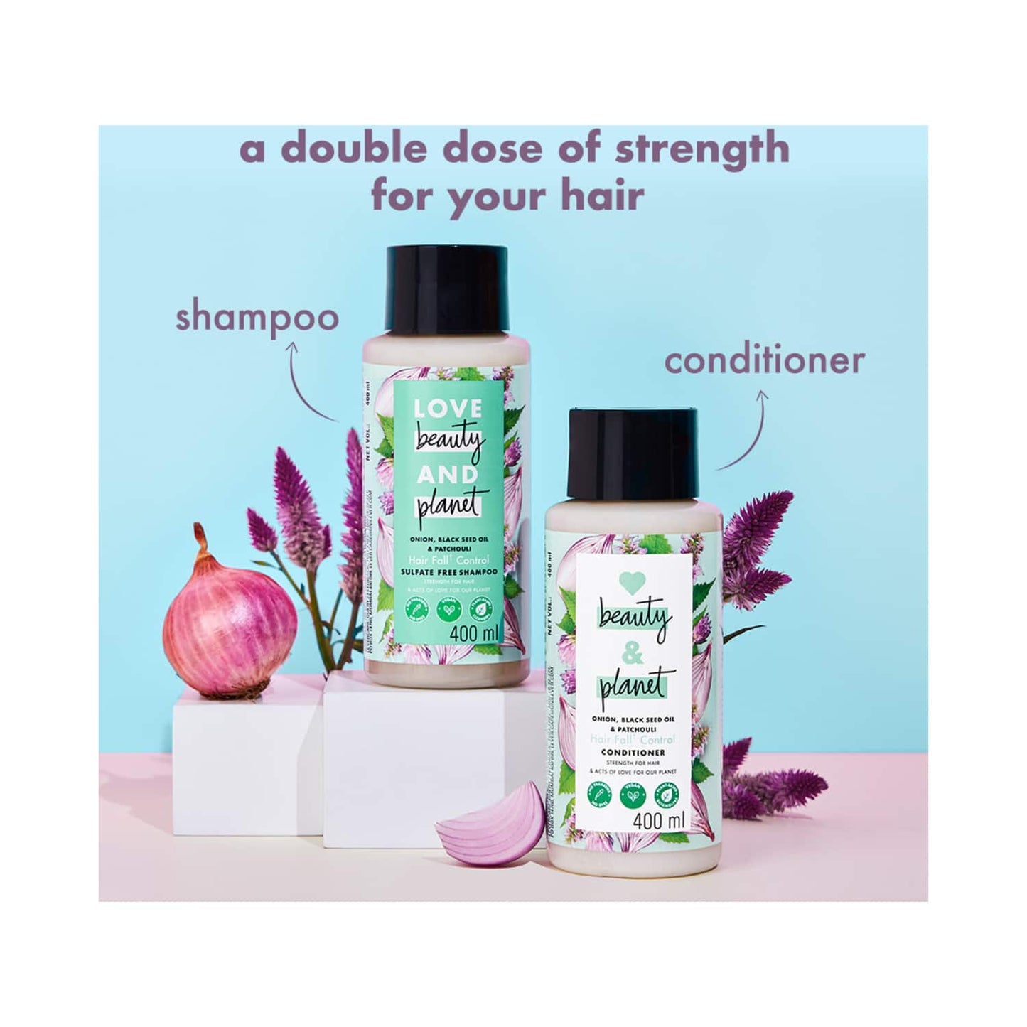 Love Beauty & Planet Onion Black Seed & Patchouli Hair Fall Control Sulphate Free Shampoo (200 ml)